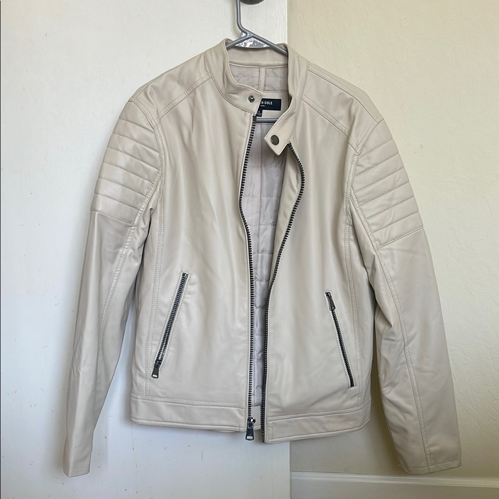 Kenneth Cole Cream biker leather Jacket